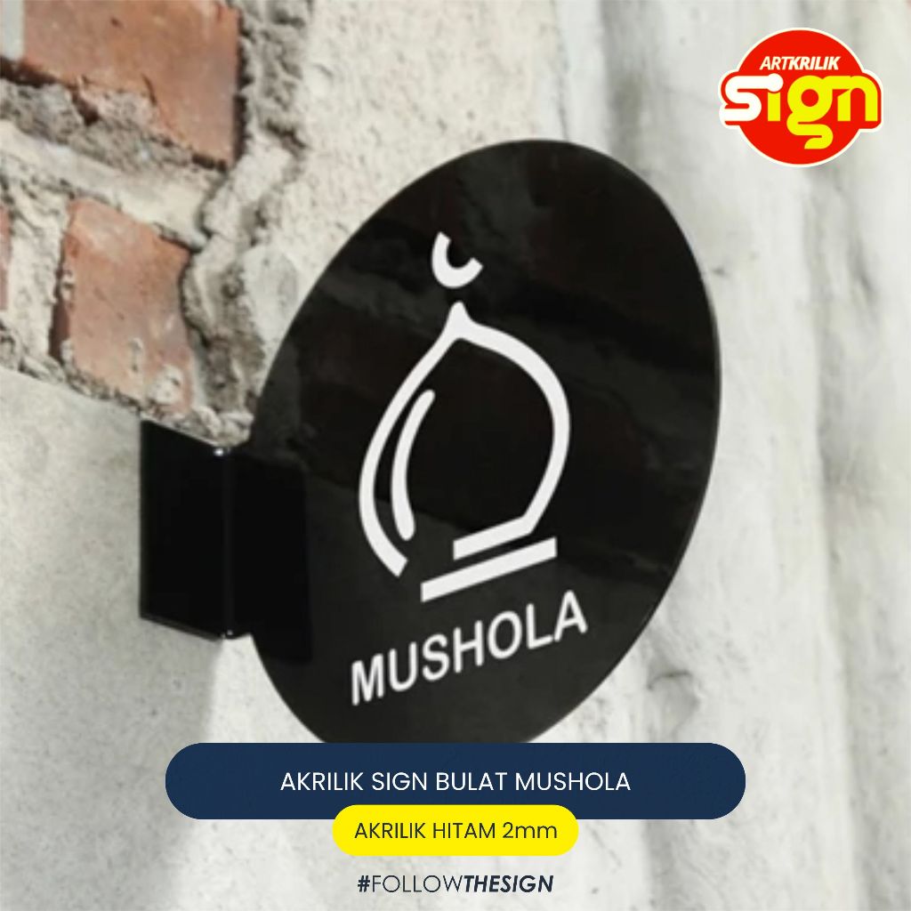 

Artkrilik - Sign Board Mushola - Pop up Signage Mushola Bulat Hitam 15 cm - Modern Minimalis