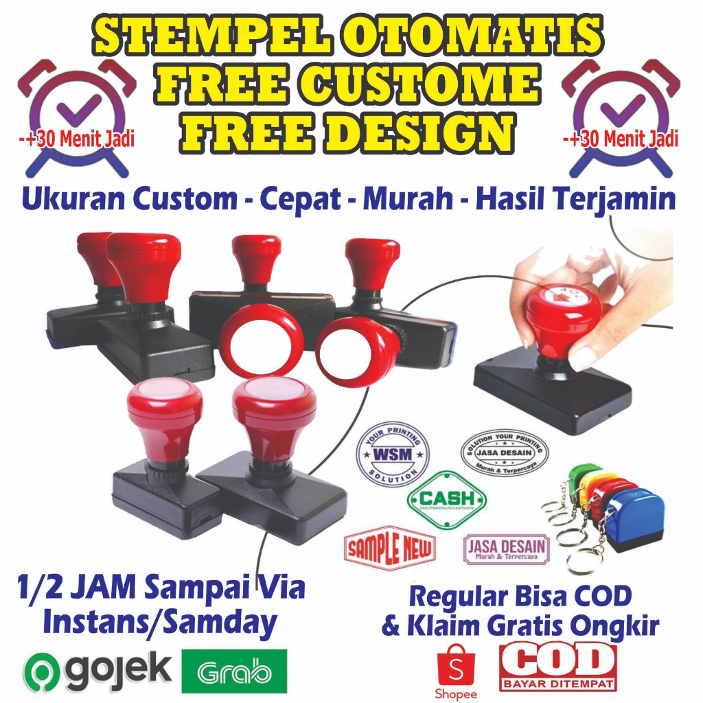 

Stempel Custom - Stempel Lunas - Stempel Nama - All Size - 1 Hari Jadi - Free Design
