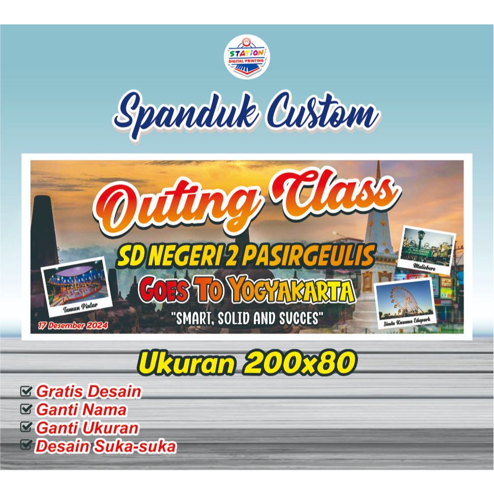 Spanduk/banner outing class, family gathering, custom desain suka suka