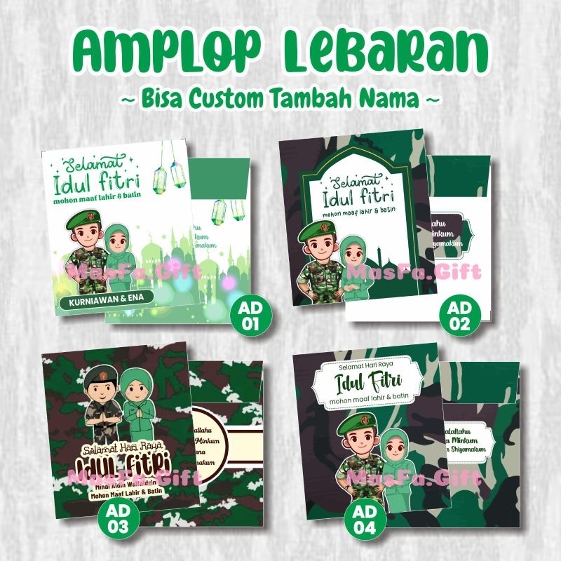 

[ISI 10 BIJI] Amplop Lebaran TNI Idul Fitri Bisa Custom - Tersedia Harga Grosir | Amplop Custom Kecil Lebaran TNI Custom