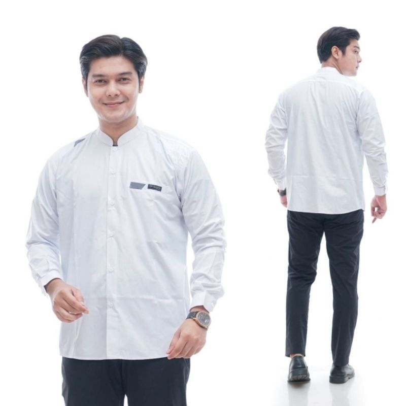 Baju Koko Pria Lengan Panjang Exclusive Premium | Baju Koko Putih Ibrahim Lengan Panjang
