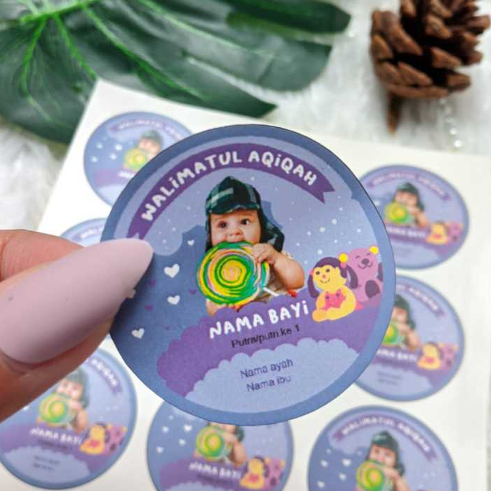 

5-8 Threemind Sticker Label Bulat Aqiqah Bayi Sticker Bulat Aqikah Stiker Akikah Anak Chromo