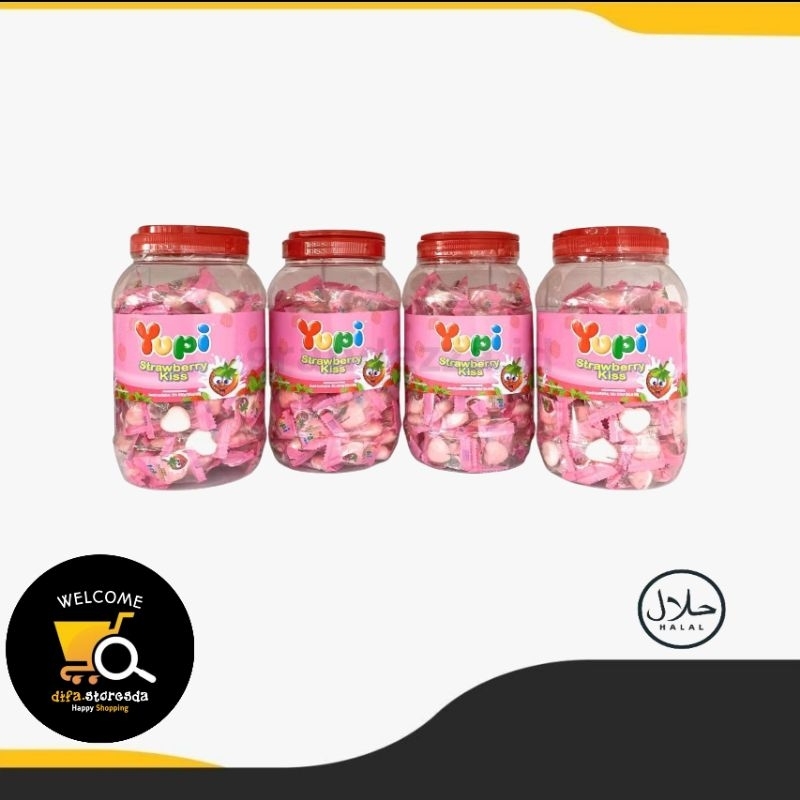 

Permen Yupi 1 Toples Rasa Strawberry Kiss/Yupi Love Toples/ Permen Yupi Kiss Toples Isi 125pcs