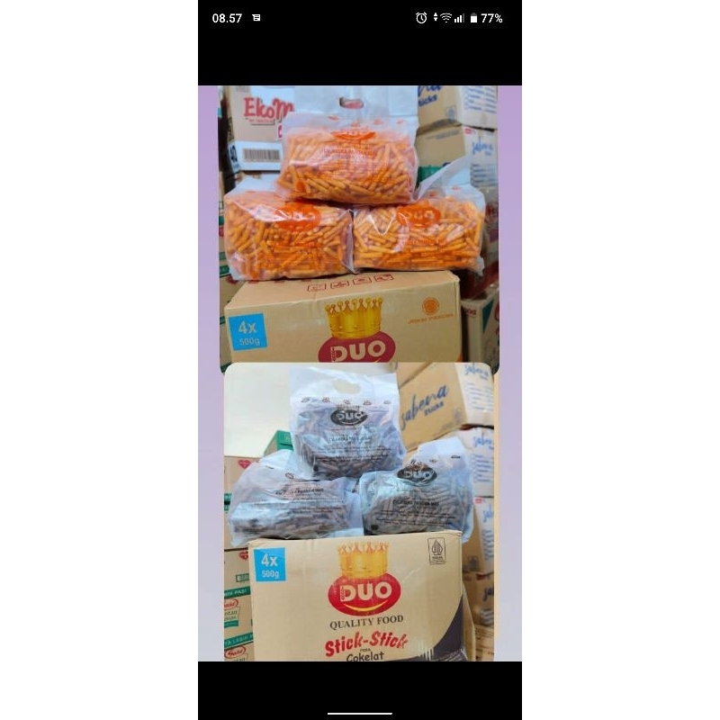 

DUO stik balado dan coklat 500 g x 4 bag - 1 dus