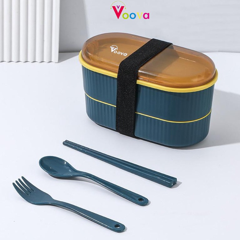 VOOVA Lunch Box  Kotak Bekal Makan Siang  Bento Set 9ml  Kotak Makan