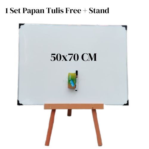 

Set Papan Tulis 50x70 cm + Stand / Penyangga Free Spidol Penghapus / Stand 90 cm