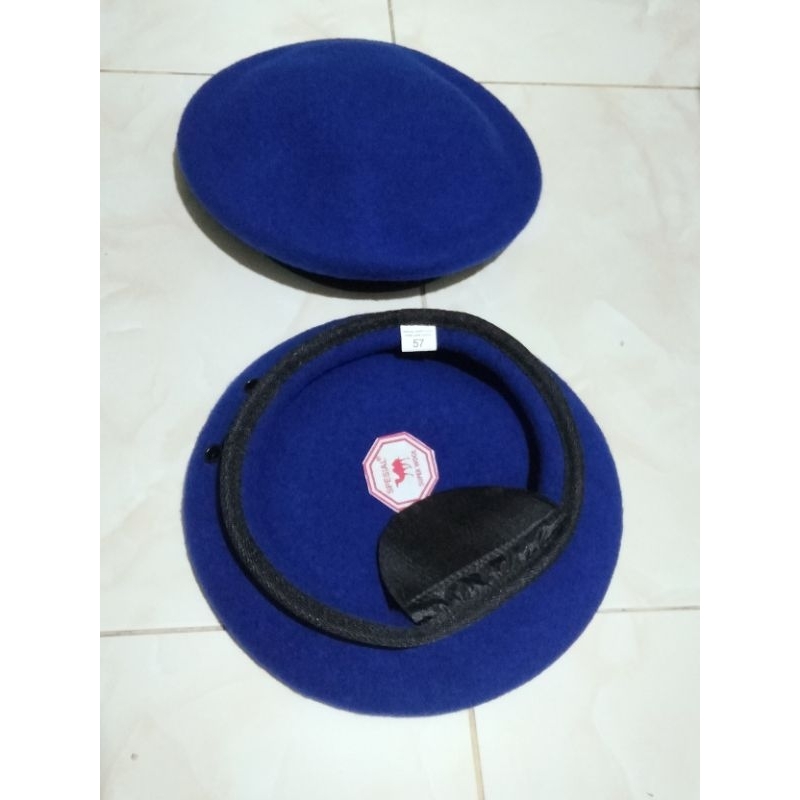Topi Baret POLAIR | Baret CameL Biru Polair Bahan super Woll