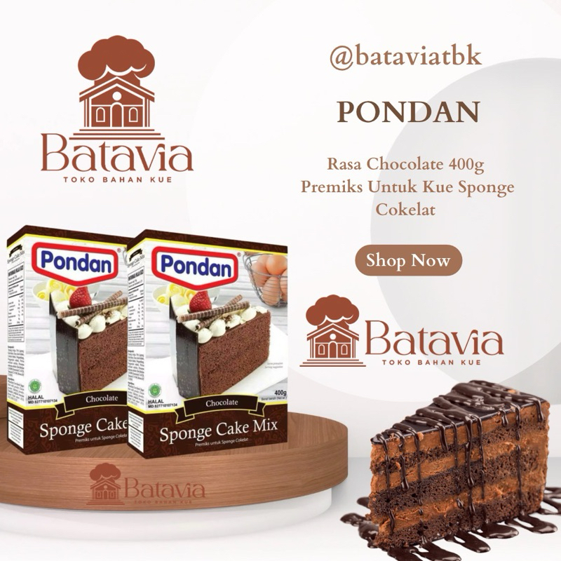 

Pondan Sponge Cake Rasa Chocolate 400g | Premiks Untuk Kue