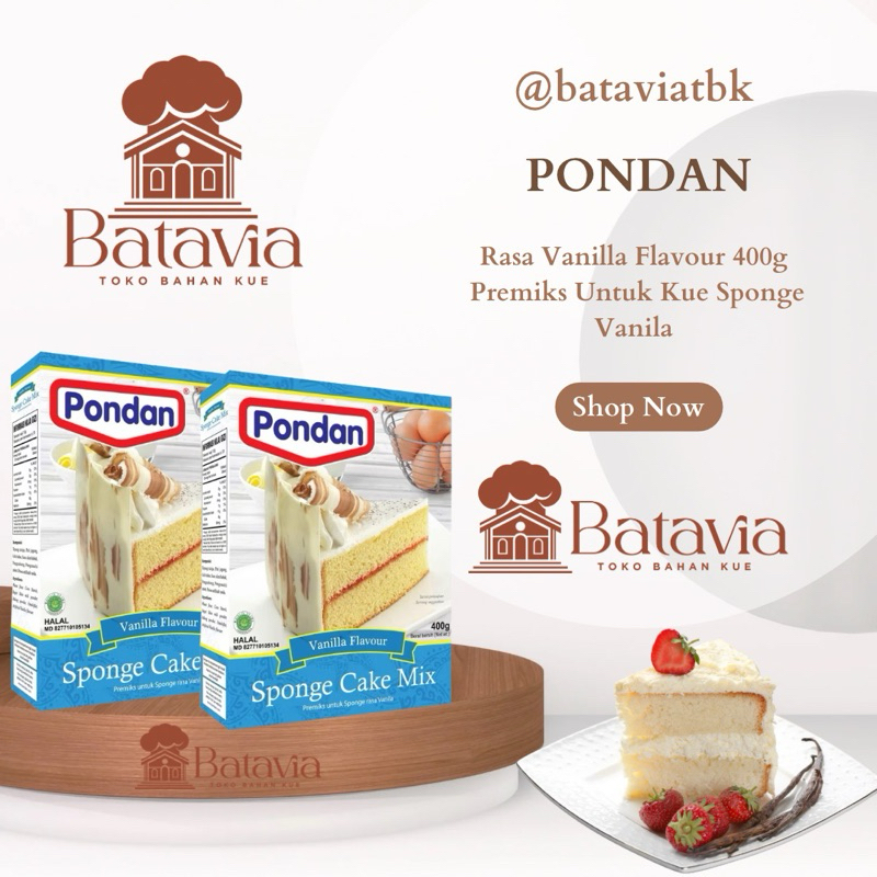 

Pondan Sponge Cake Rasa Vanilla Flavour 400g | Premiks Untuk Kue