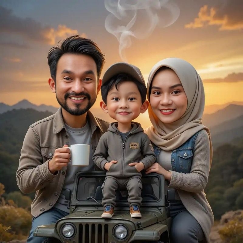 Jasa Edit Karikatur 3D | FOTO KELUARGA |  FOTO AI KELUARGA