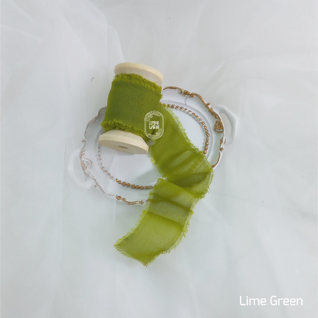 

Lime Green - Silk Ribbon / pita undangan wedding calligraphy hampers buket keepsake