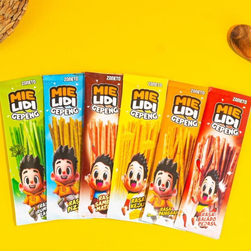 

Zaneto - Mie Lidi Reguler dan Gepeng Eceran 1000 - Kemasan Pack isi 12pcs - Renyah Gurih Lezat