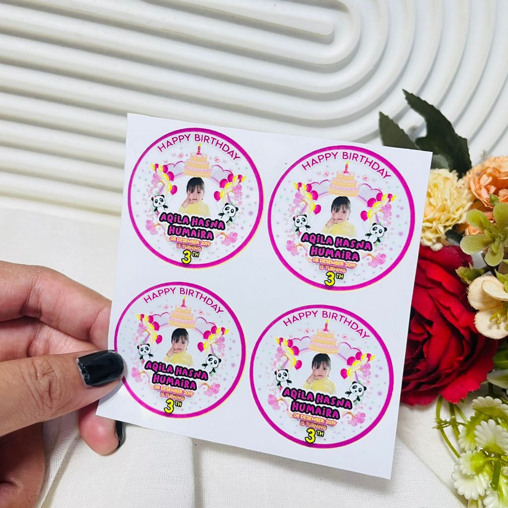 

9-15 Threemind Sticker Ulang Tahun Anak Vinyl Anti Air Stiker Label Undangan Happy Birthday Uk.Besar