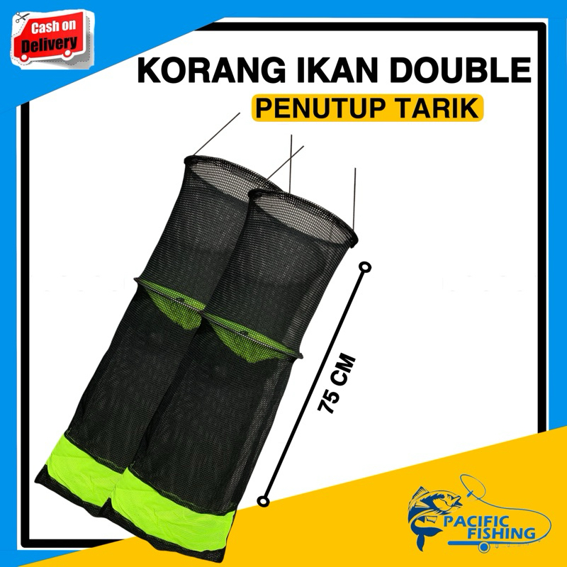 KOJA IKAN MODEL DOUBLE TUTUP PENARIK 75 CM| KORANG IKAN BUBU IKAN | BERKUALITAS