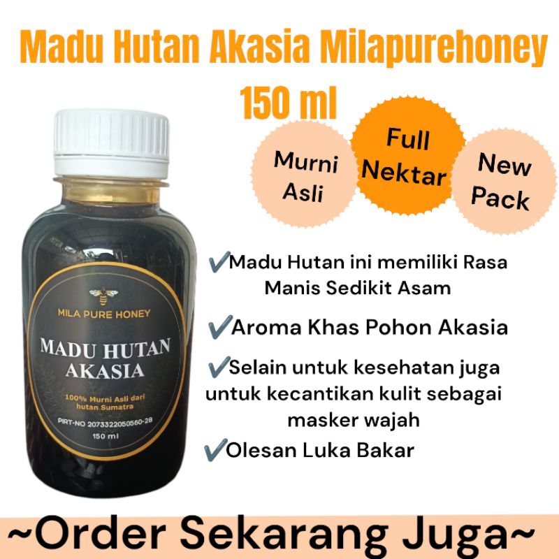 

Milapurehoney-Madu Akasia 150 ml-Madu Murni Tanpa Campuran 100%-Madu Murni Full Nektar