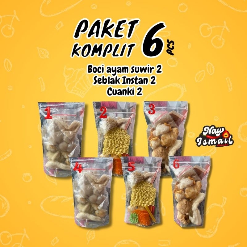 

PAKET KOMPLIT 6BKS SEBLAK BOCI CUANKI