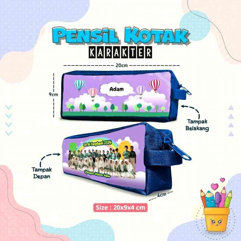 

TEMPAT PENSIL KOTAK CUSTOM FREE DESAIN SOUVENIR WISUDA ULANG TAHUN KENAIKAN KELAS