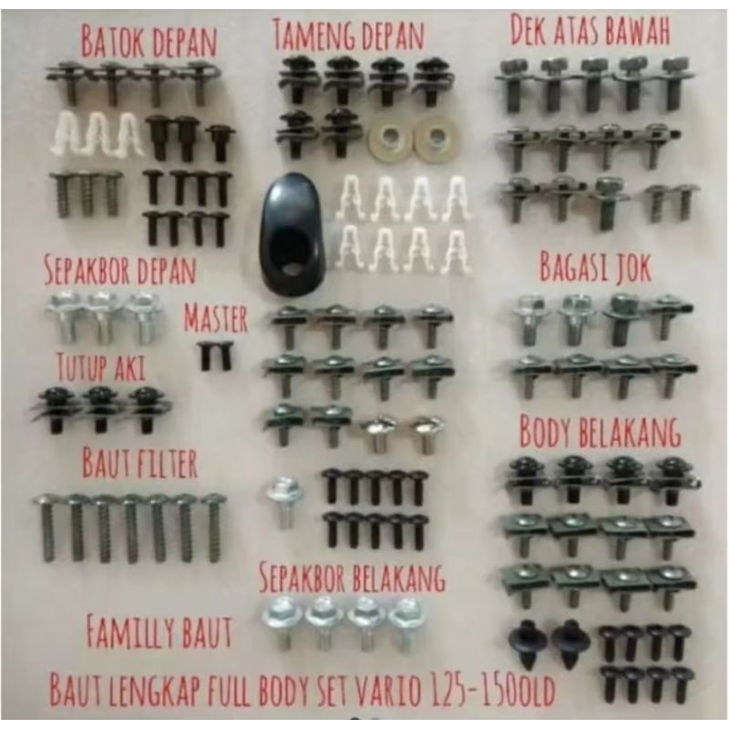 baut lengkap set full body vario 125 -150old baut lengkap set full body vario 125 -150oldbaut lengka