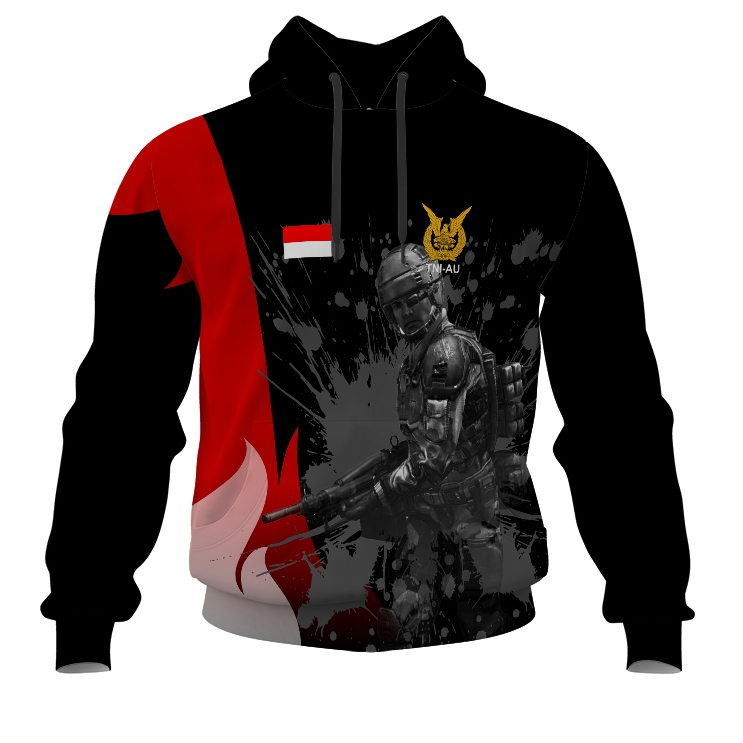 TNI AU Hoodie Jaket Sweater Dinas Dewasa Fullprint