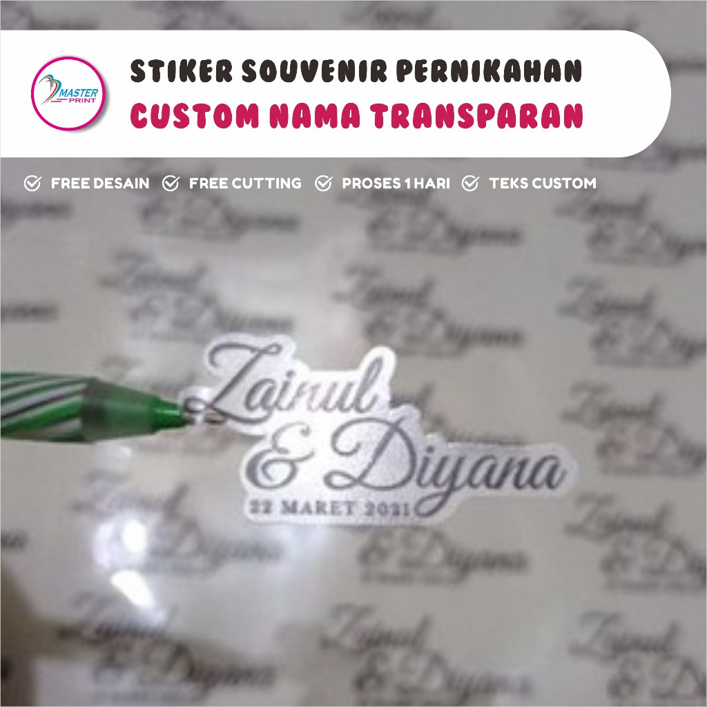 

[mp85a] 320pcs Stiker Transparan Custom Nama waterproof stiker souvenir pernikahan anti air
