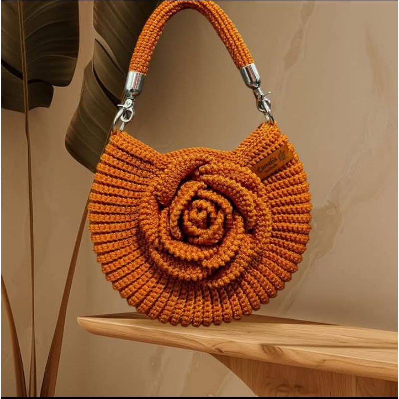 Tas rajut / handbag rajut / tas rajut bunga mawar 3d /tas handmade