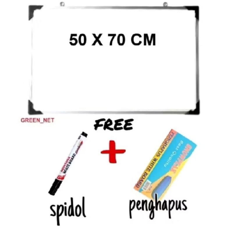

PAPAN TULIS WHITEBOARD 50X70 BONUS SEPIDOL DAN PENGHAPUS