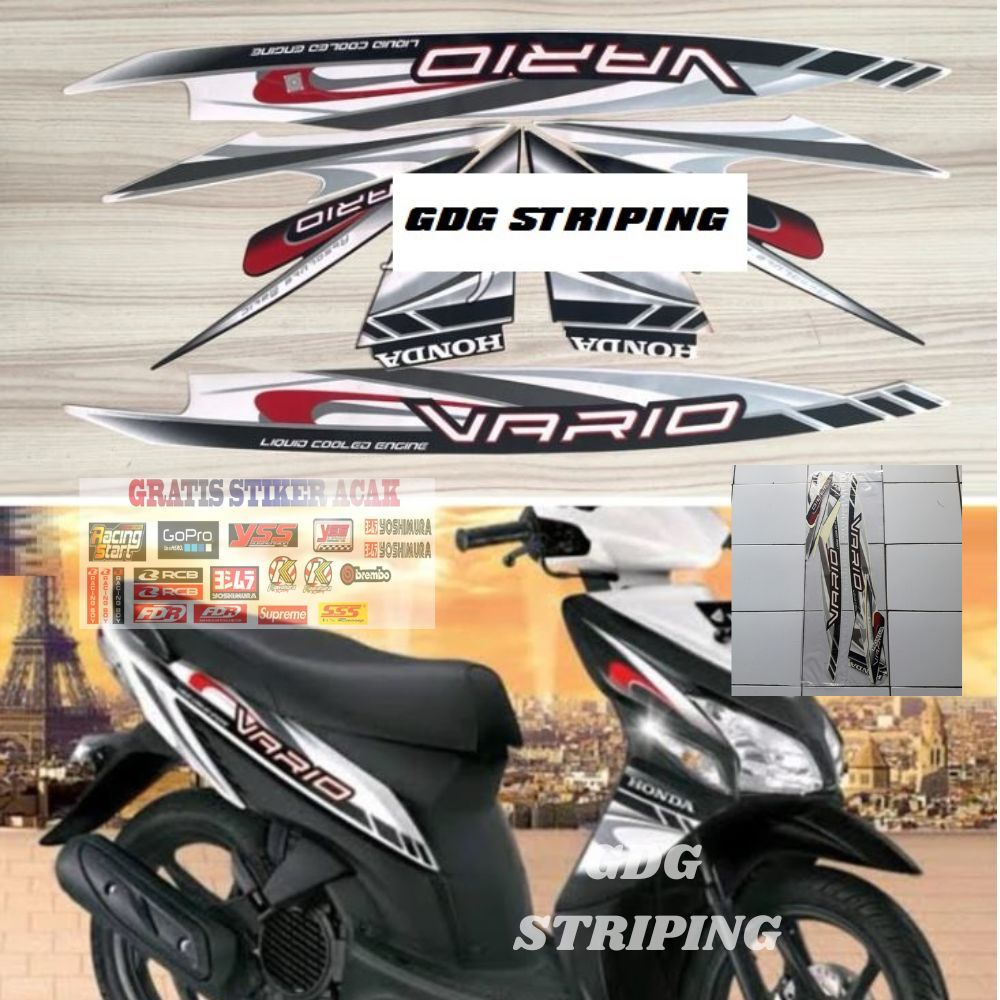 Striping Stiker Motor Honda Vario Karbu 110 2009 Putih Murah
