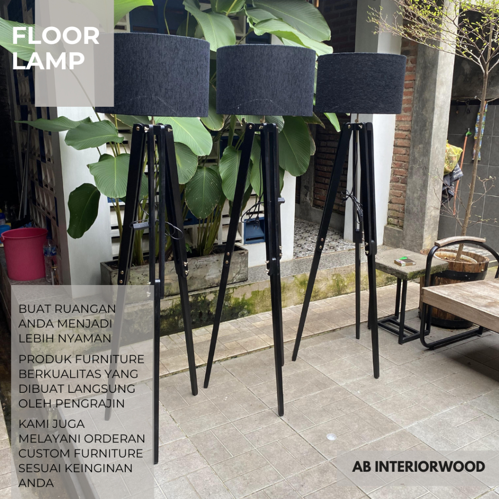 Standing Lamp Custom Kayu Jati - Lampu Ruangan Atau Tidur