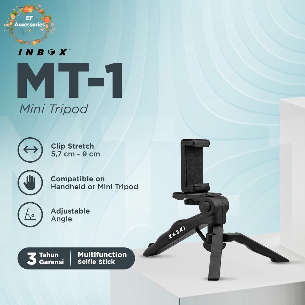 INBOX MT-1 MINI TRIPOD STAND HOLDER TONGSIS VIDEO VLOG SMARTPHONE & KAMERAE SELFIE STICK ACTION CAM 