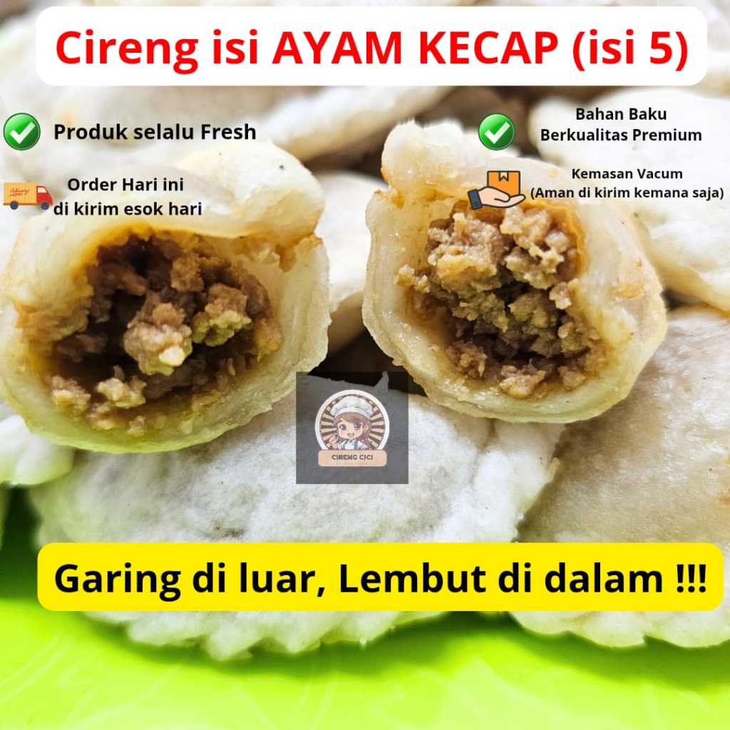 

Cireng Isi Ayam Kecap (Isi 5) Khas Bandung Premium Kemasan Vakum