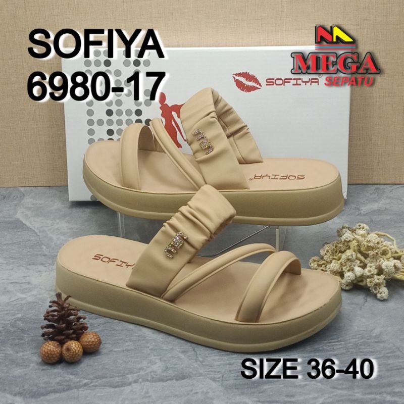 SANDAL WANITA TERBARU SOFIYA 6980-17 KREM TINGGI HAK 3.5CM