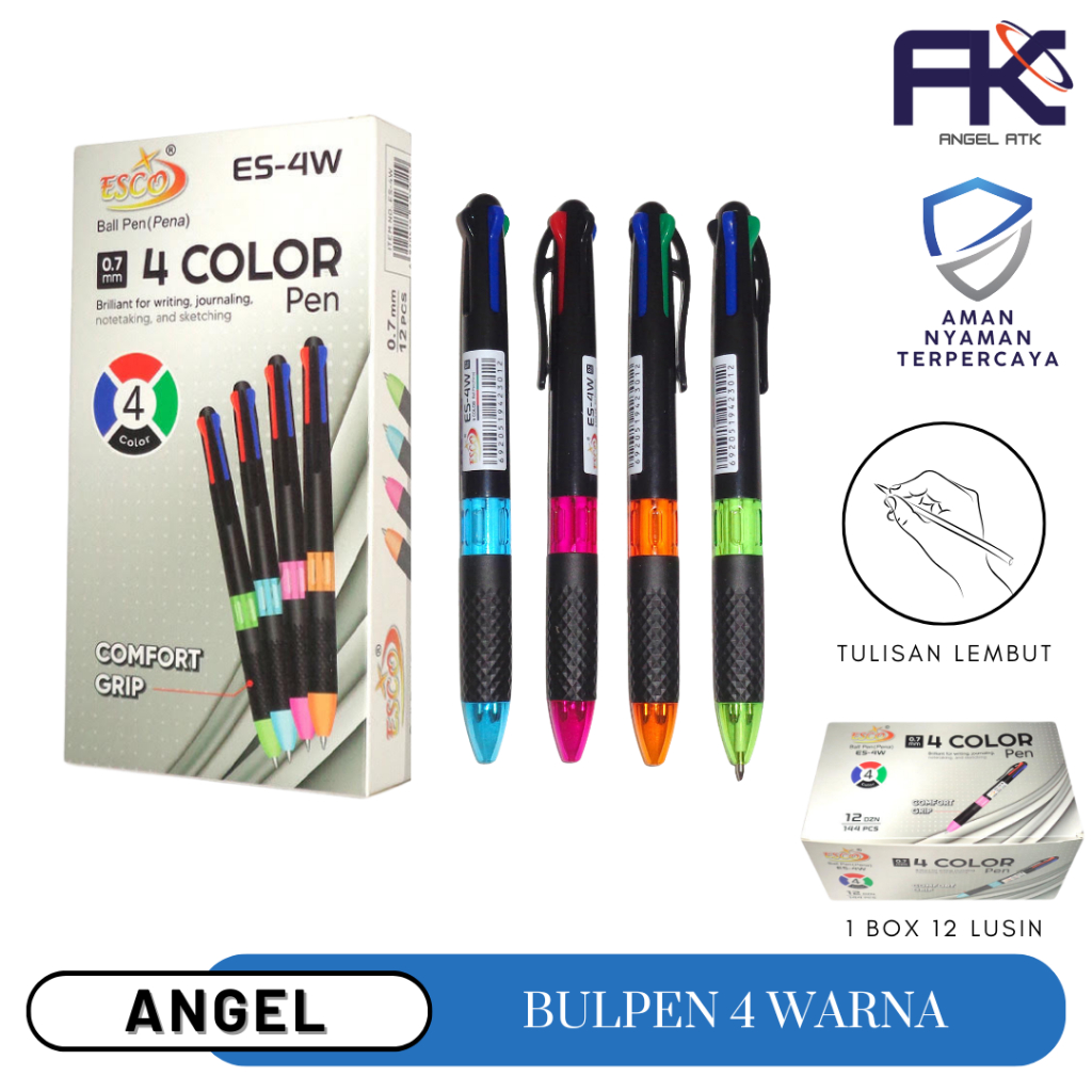 

Pulpen Hitam Cekrek Isi 12 Pcs / Esco ES-W4 / Smooth Writing / Bayar Dirumah / Atk Blessing