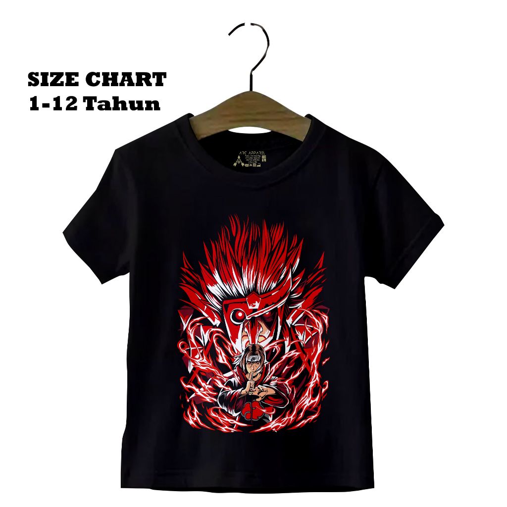 Baju Kaos Anime Kartun Naruto Itachi Anak Laki-laki Umur 1-12 Tahun Bahan Katun
