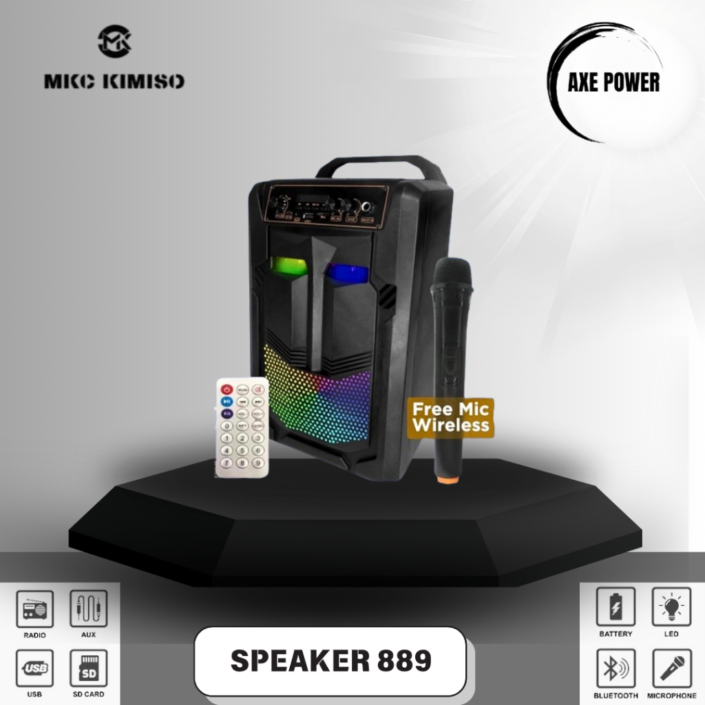 Speaker Salon Bluetooth Portable Microphone Karaoke Recharge Suara Bass -889