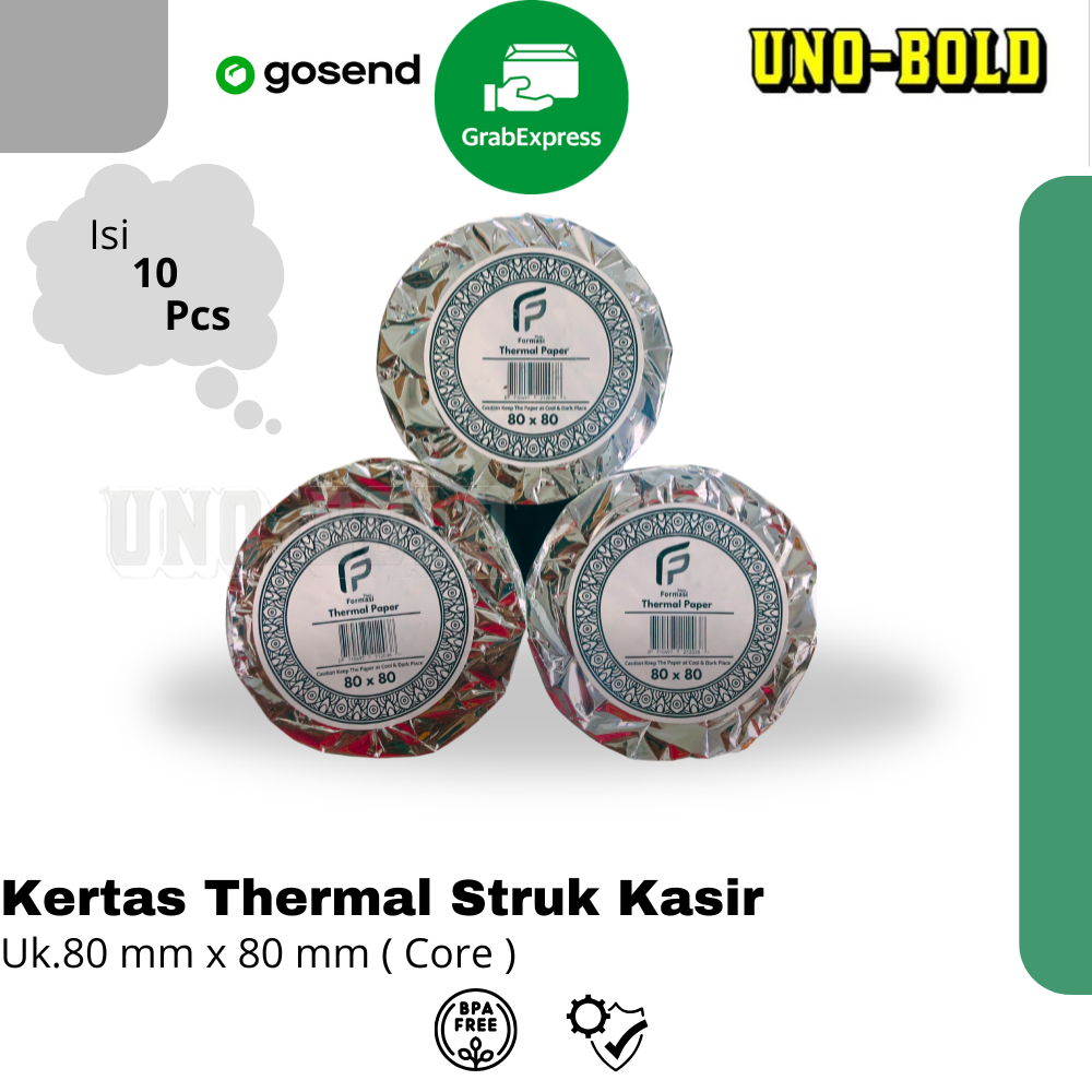 

KERTAS STRUK THERMAL 80mmX80mm Struk Mesin EDC (Merek FORMASI PACK ) / KERTAS STRUK KASIR, Core 20-25 mm, Ketebalan : 80 micron