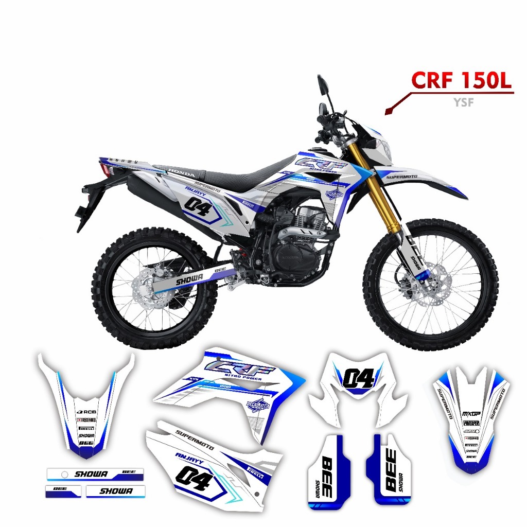 Decal stiker CRF 150L motif hayabusa putih biru