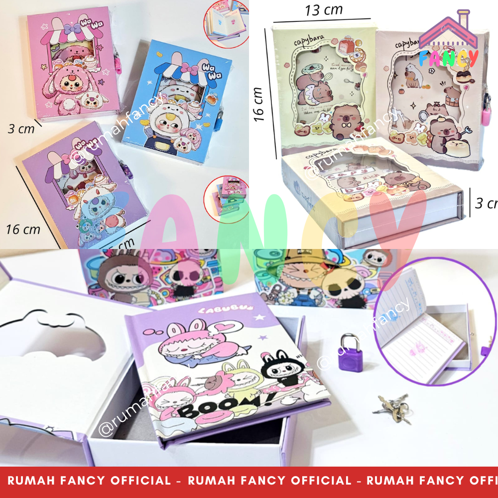 

Buku Diary Anak Kunci Gembok Ukuran Kecil (T 16,5 cm x P 12,7 cm) Diary Anak Cewek / Cowok Kartun Lucu Unik