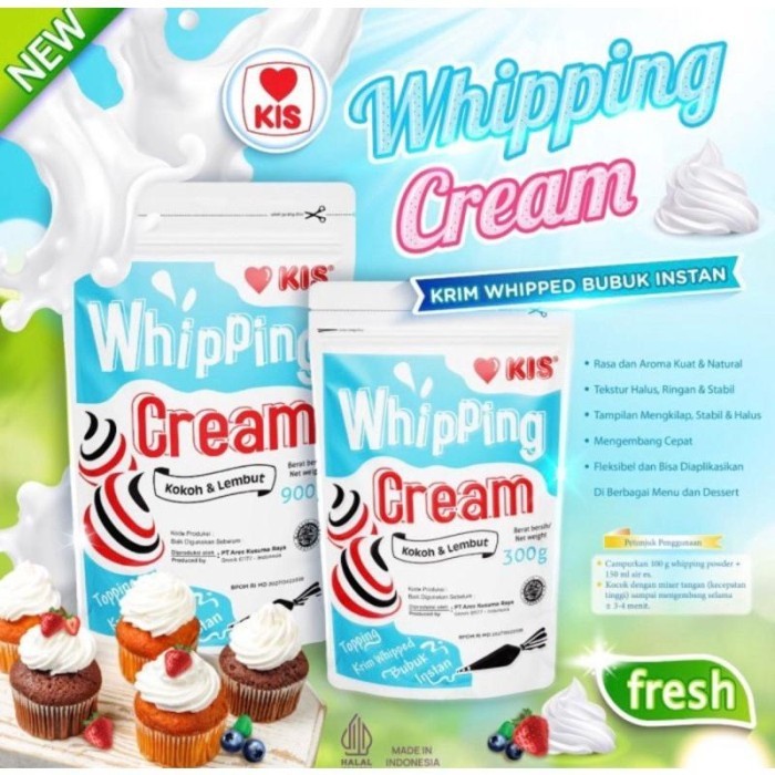 

[Whispers] KIS Whipping Cream Powder instans 300gr / Whip Cream Bubu