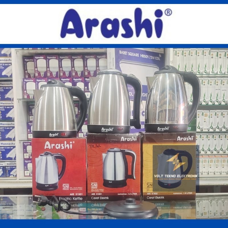 Ceret Elektrik Arashi Otomatis / Pemanas Air Cerek / Cattle Listrik / AKE 1501 1,5L / AKE1503 1,5L /