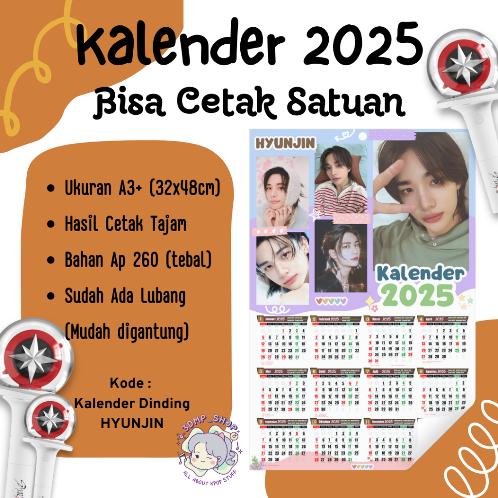 

Kalender Dinding A3 2025 STRAYKIDS Permember Hyunjin Seungmin Felix Jeongin Han Changbin Lee Know Bangchan