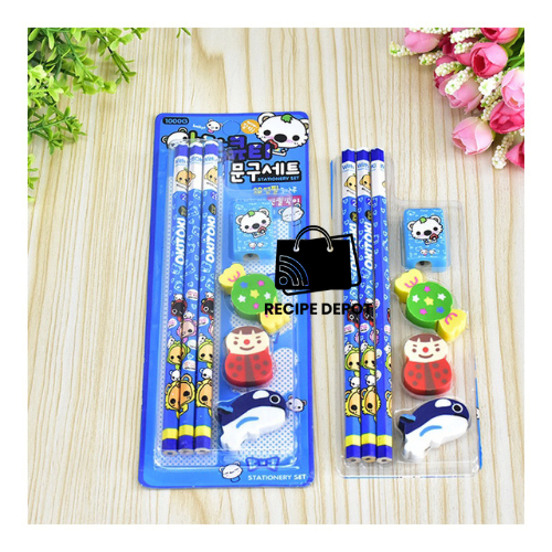 

Paket Alat Tulis Pensil Pencil Kartun Set Eraser Penghapus Tulisan Gambar Aksesoris Peralatan Sekolah Sovenir Hadiah