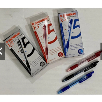

1 LUSIN ISI 12 Pen 0.7 snowman / PEN SNOWMAN V5 PULPEN CETEKAN tinta hitam,biru,merah