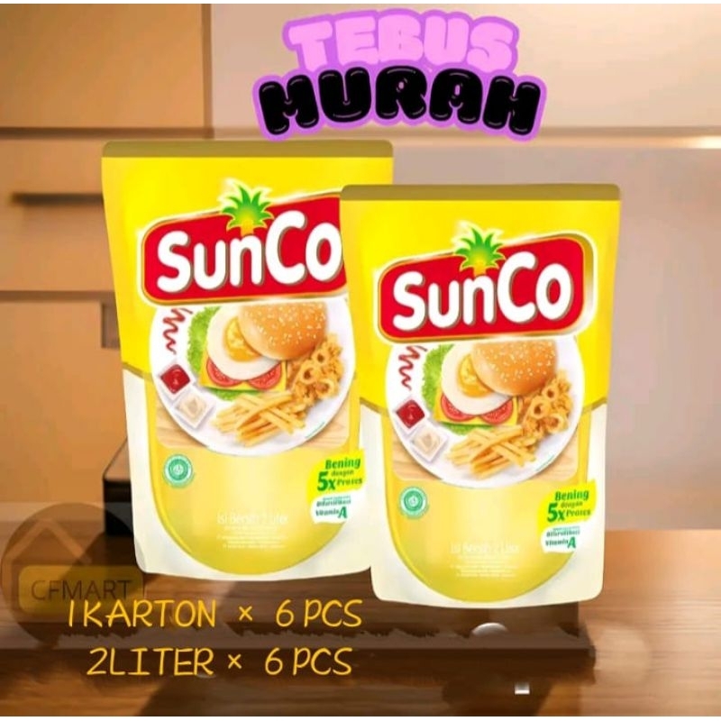 

Minyak Goreng Sunco Kualitas Premium 1 karton 12 Liter isi 6 Pouch × 2 Liter