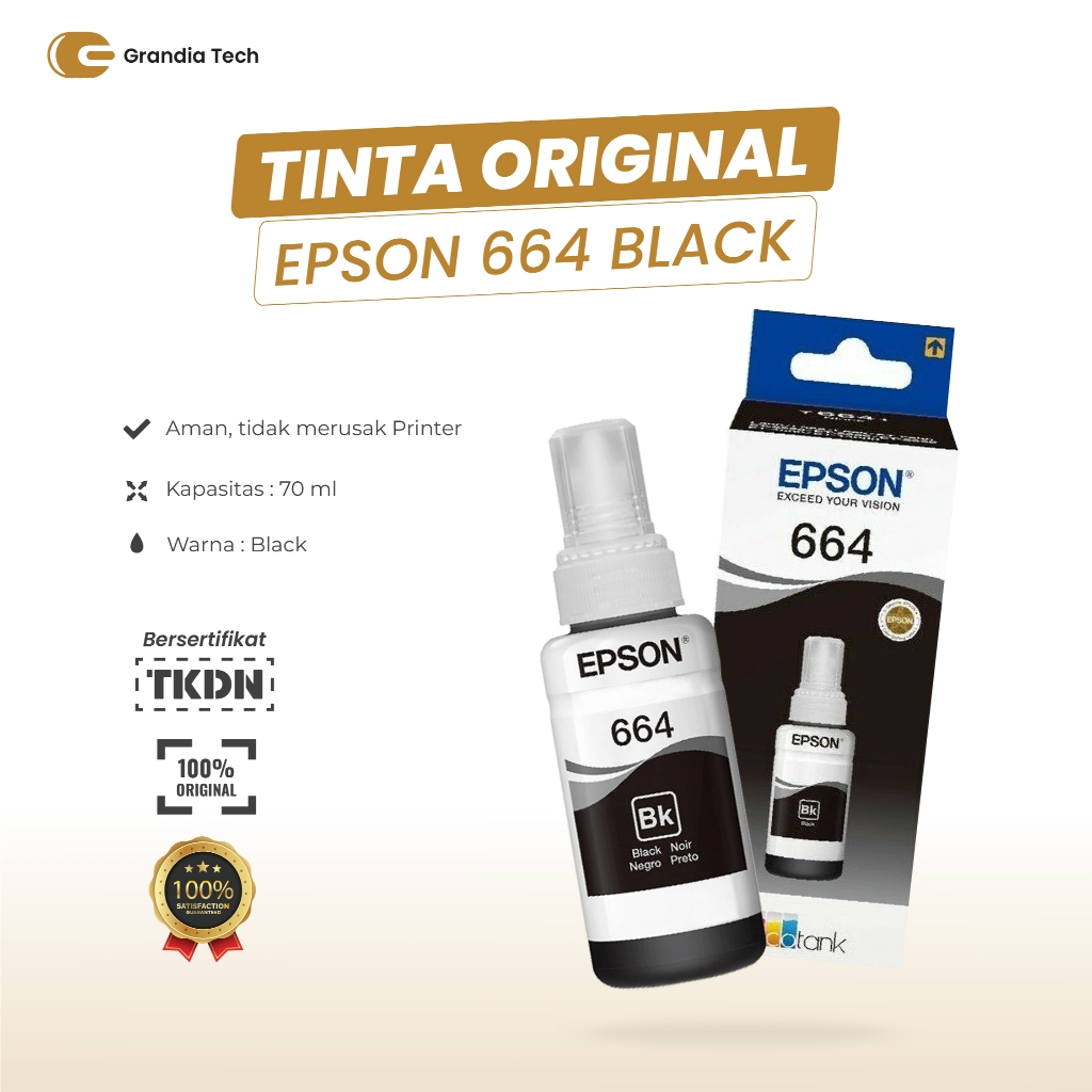 Tinta EPSON 664 Original Hitam L100/L110/L120/L200/L220/L310/L360