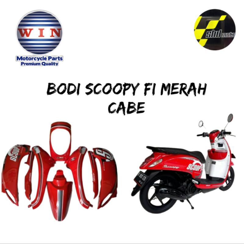 bodi scoopy fi 2013-2017 merah/ bodi set Scoopy fi/fullset bodi Scoopy fi merk win&viar