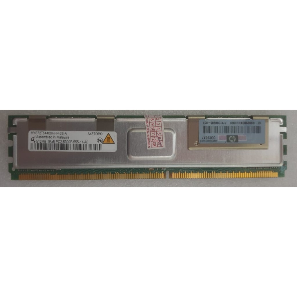 Ram Memory Server PC2-5300F-555-11-A0-  512mb ddr2,667,cl5,ecc hp pn 398705 051 (Malaysia)