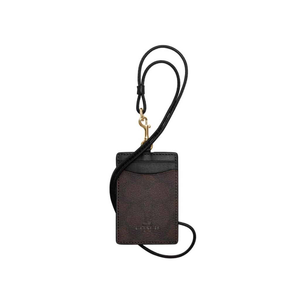 

COACH Id Lanyard In Signature Canvas Brown Black