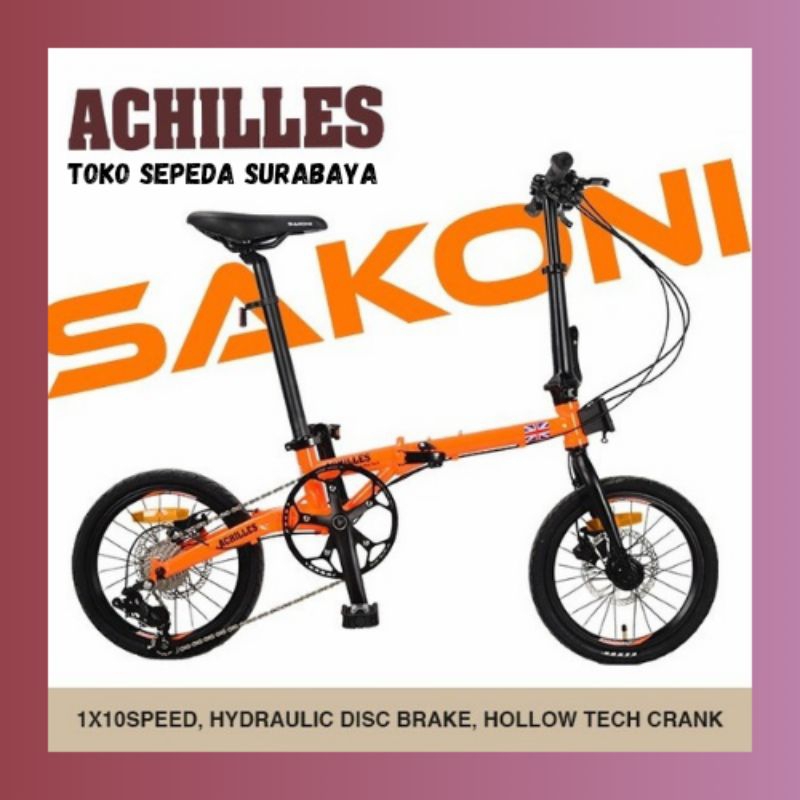 SEPEDA LIPAT SAKONI ACHILLES  GREAT BRITAIN 16 INCH 10 SP HYDRAULIC ORI BARU