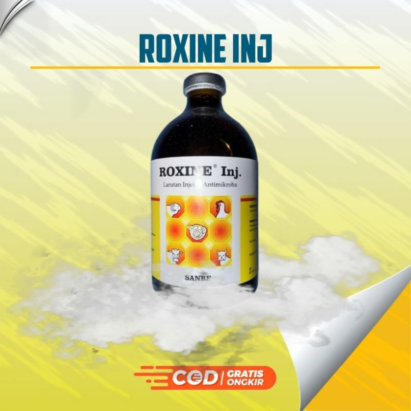 Roxine Injeksi Inj 100 ml Obat Babi Sapi Ayam Anjing Kambing Domba Antimikroba