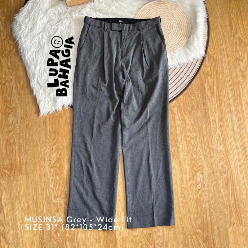 MUSINSA STANDARD Abu Grey Wide Fit Pants size 31" | 100% Original (Celana Panjang)